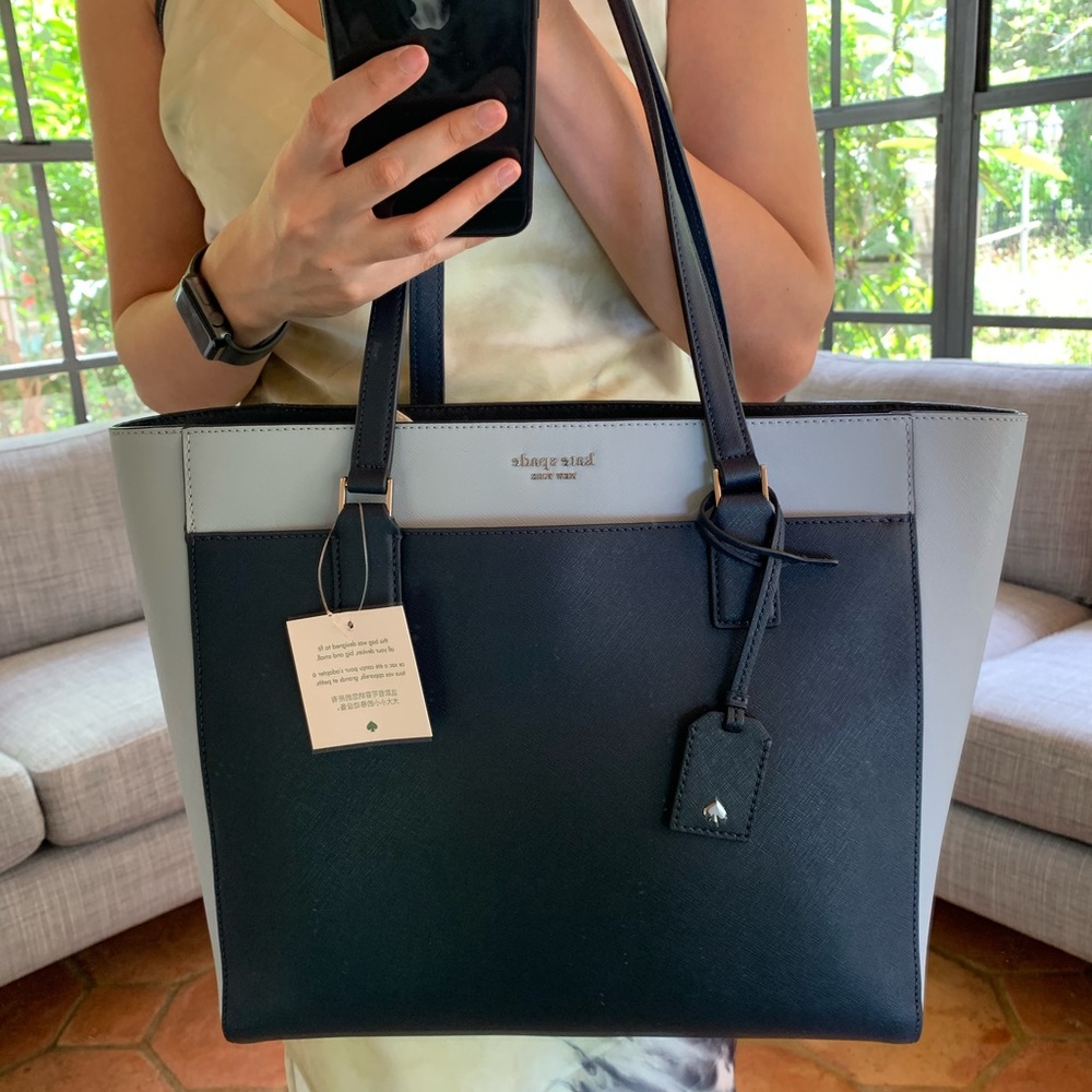 LAPTOP TOTE KATE SPADE CAMERON NCHTCP BLUE LEATHER - Picture 13 of 13
